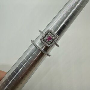 Bomb Party OG Ring Size 8 Pink Ice Crystal in Rhodium RG84879 The Glow Getter